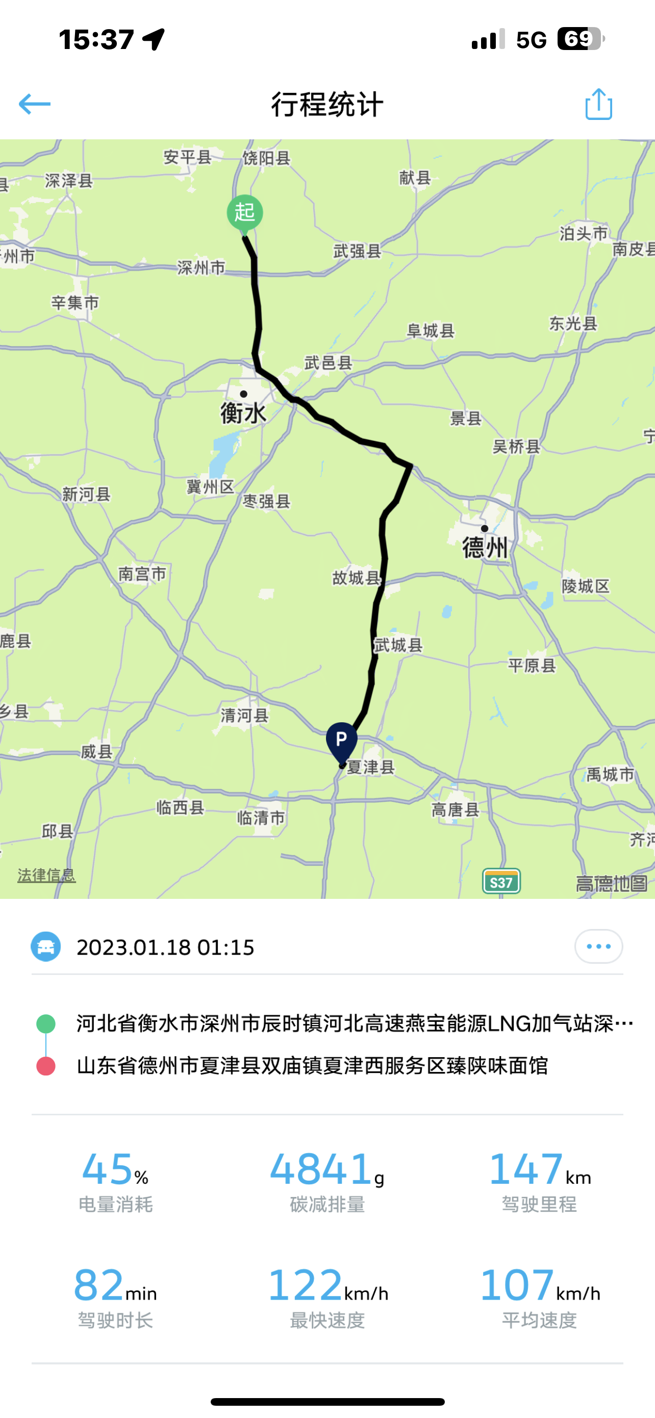 纯电汽车的千里长途挑战-回乡路书-夏津西服务区-充电记录